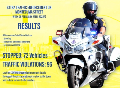 Traffic Enforcement Results on Montezuma Street