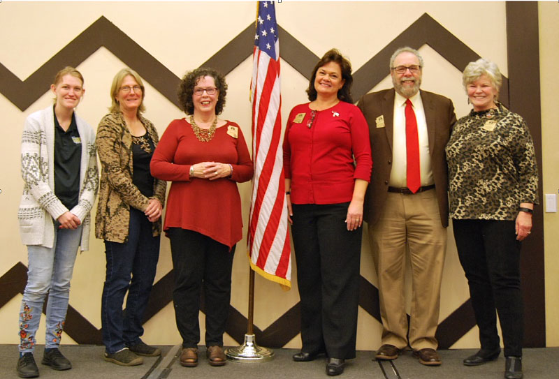 L-R: Yavapai County Republican Party Executive Leadership Team ’21-’22: (L to R) Assistant Treasurer Kelli Woods, Treasurer Kara Woods, Secretary Anne Roper, Chairman Lois Fruhwirth, First Vice Chair Steve Zipperman, Second Vice Chair Connie Martin, Assistant Secretary Suzanne Cook Catlin (missing from photo).