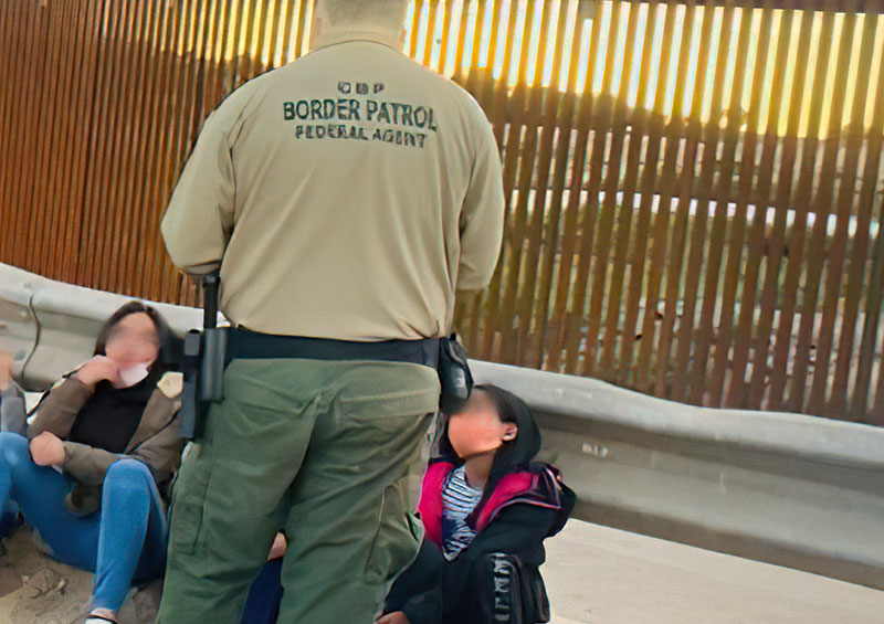 Photo taken 3/22/21: Young girls being trafficked by sex traffickers through Yuma County, AZ, briefly detained after crossing the Colorado River illegally.