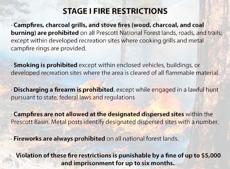 Prescott Forest, Yavapai County Return to Stage 1 Fire Restrictions